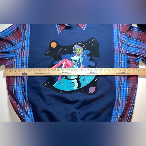 Hanes & Chaps Brand Upcycled Sexy Space Alien Top - Picture 10 of 10